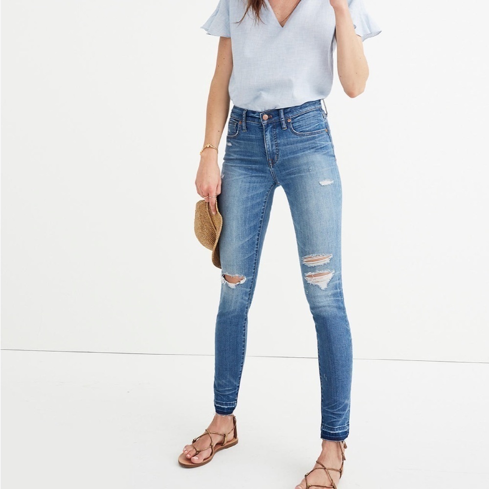 Madewell 9” High-Rise Skinny Jeans in Winifred Wash: Drop Hem Edition